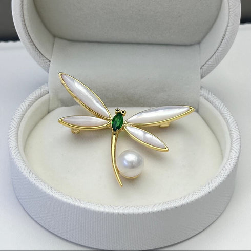 Dragonfly Pearl Brooch